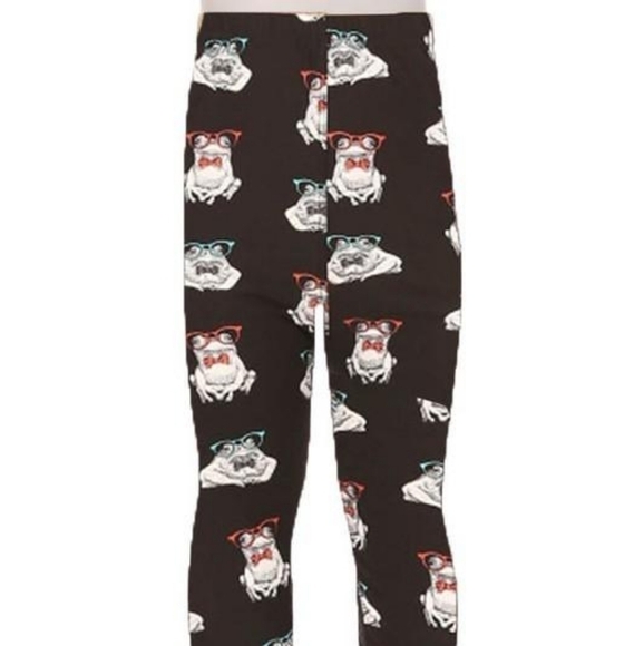 KID'S Blue Frogs In Glasses Printed Full Length Leggings Size S/M NWT - Picture 1 of 4